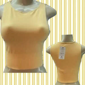 Avocado L/XL Marigold Yellow Seamless 4 Way Stretch Wicking Ribbed Hem Crop Tank